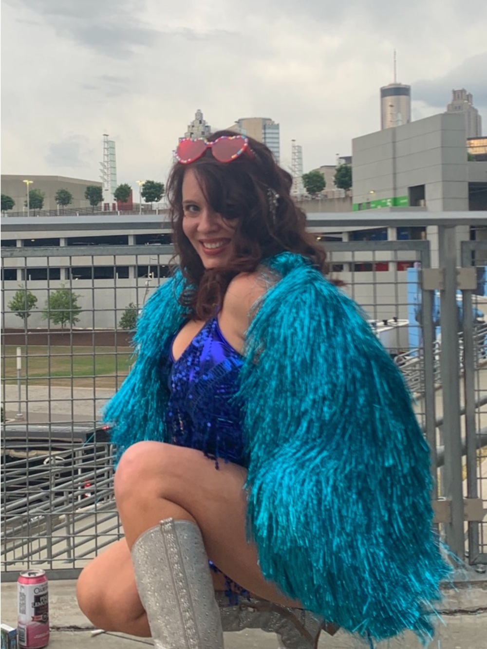 Akira I’m so fancy Shacket by Akira blue metallic fringe jacket shawl